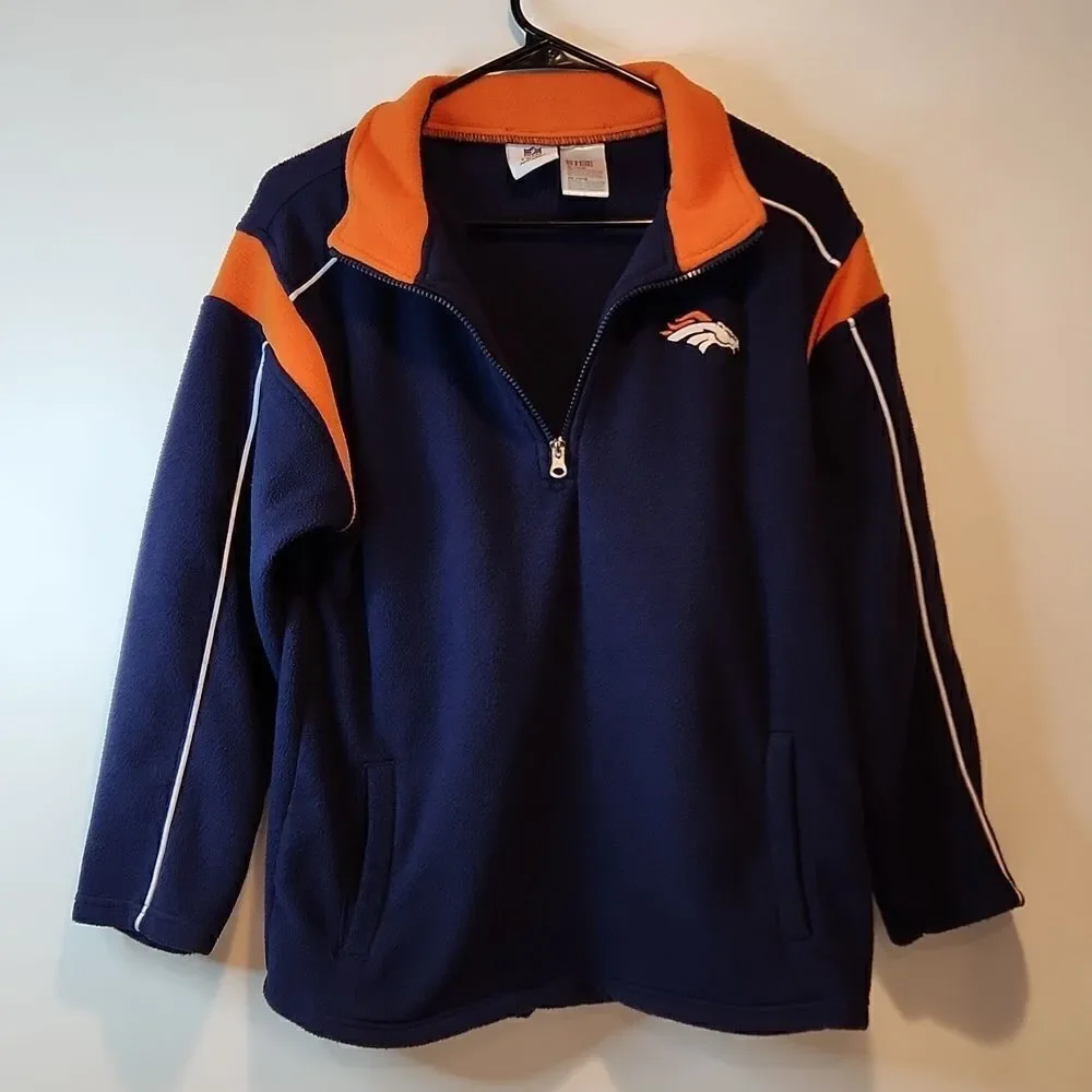 Official NFL Team Apparel Denver Broncos 1/4 Zip Fleece Youth Size 14/16 EUC